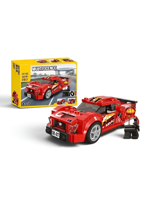 10-in-1 Red Race Car Building Block Set – 217+ Pieces, Creative STEM Construction Toy TV6265