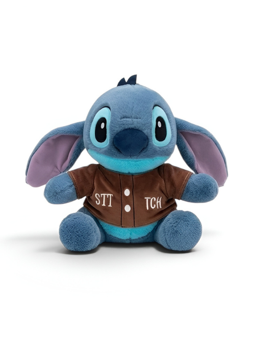 10-Inch Blue Stich Plush Toy in Brown Baseball Jersey ST15992.