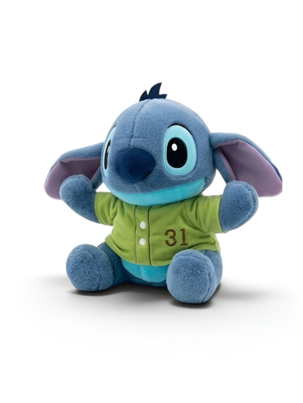 10-Inch Blue Stich Plush Toy in Green Baseball Jersey ST15992.