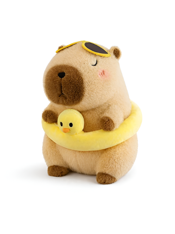 10-Inch Cute Capybara Plush Toy with Duck Float & Sunglasses ST16383.