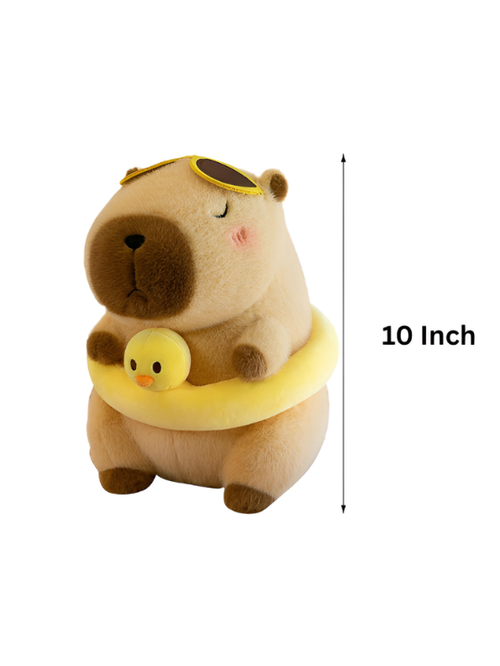 10-Inch Cute Capybara Plush Toy with Duck Float & Sunglasses ST16383.
