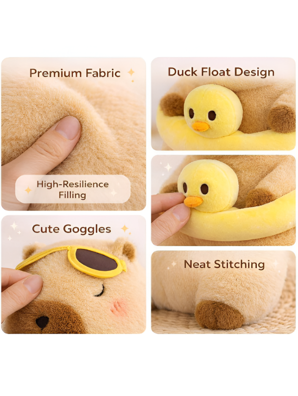 10-Inch Cute Capybara Plush Toy with Duck Float & Sunglasses ST16383.