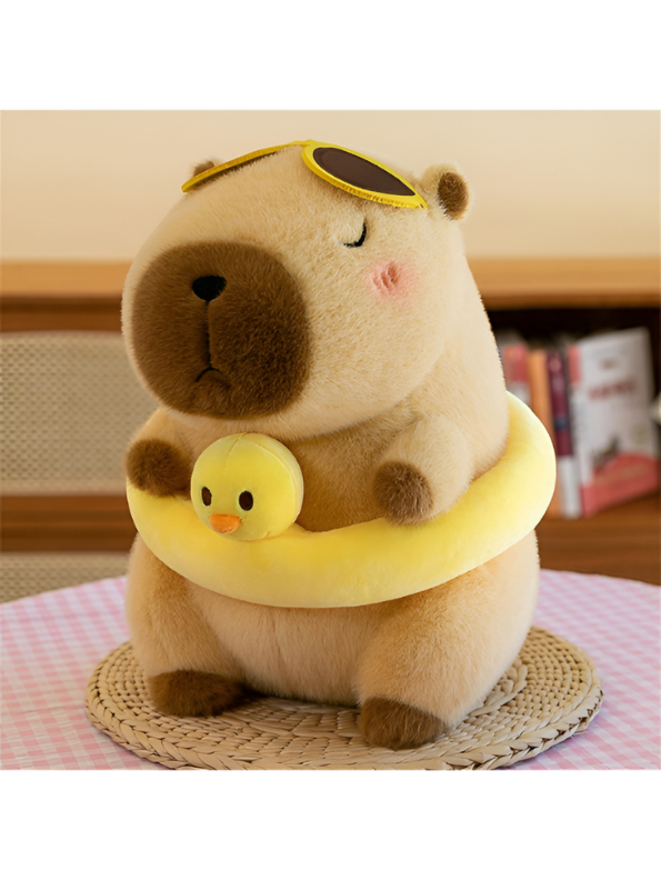 10-Inch Cute Capybara Plush Toy with Duck Float & Sunglasses ST16383.