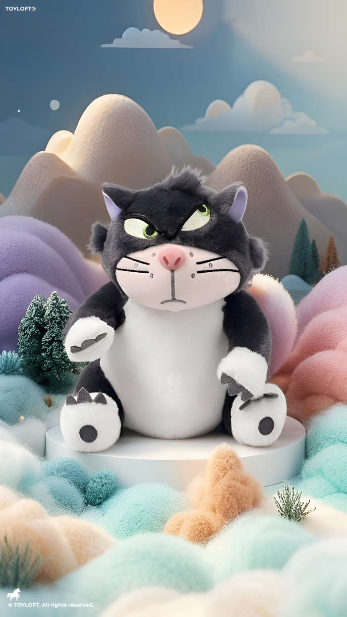 10-Inch Grumpy Black & White Cat Plush ST14195.