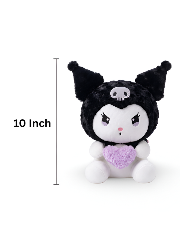 10-Inch Kuromi Plush Toy with Purple Heart Black ST15435.
