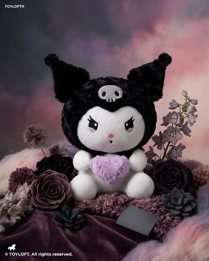 10-Inch Kuromi Plush Toy with Purple Heart Black ST15435.