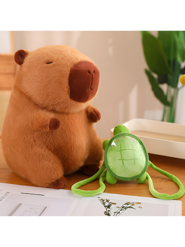 10-Inch Plush Capybara with Detachable Turtle Backpack ST16617.