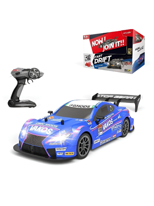 1:16 Scale 4WD High-Speed RC Drift Car (30KM/H) with LED & Extra Tires Cones for Kids & Adults TV4909