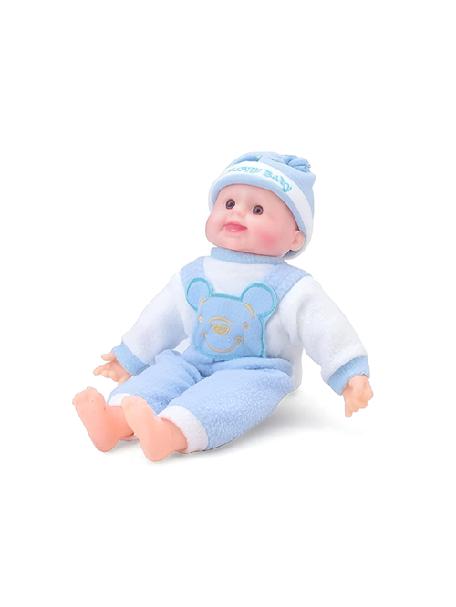 12-Inch Realistic Soft-Body Baby Doll | Premium Blue Fleece Plush Toy for Infants and Toddlers TV415