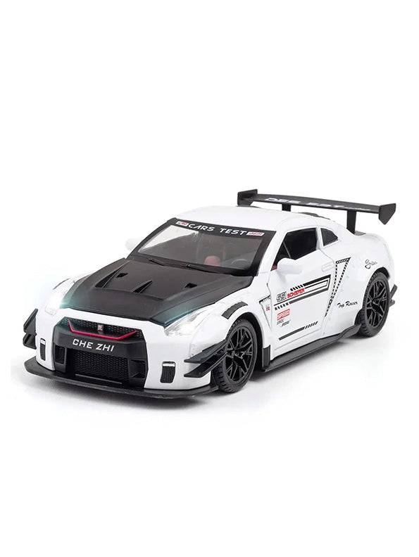 Nissan GTR R35 Racing Metal Model Diecast Car - White (L12-111) - Toyloft