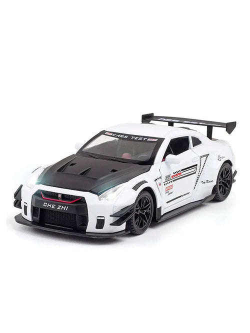 Nissan GTR R35 Racing Metal Model Diecast Car - White (L12-111) - Toyloft