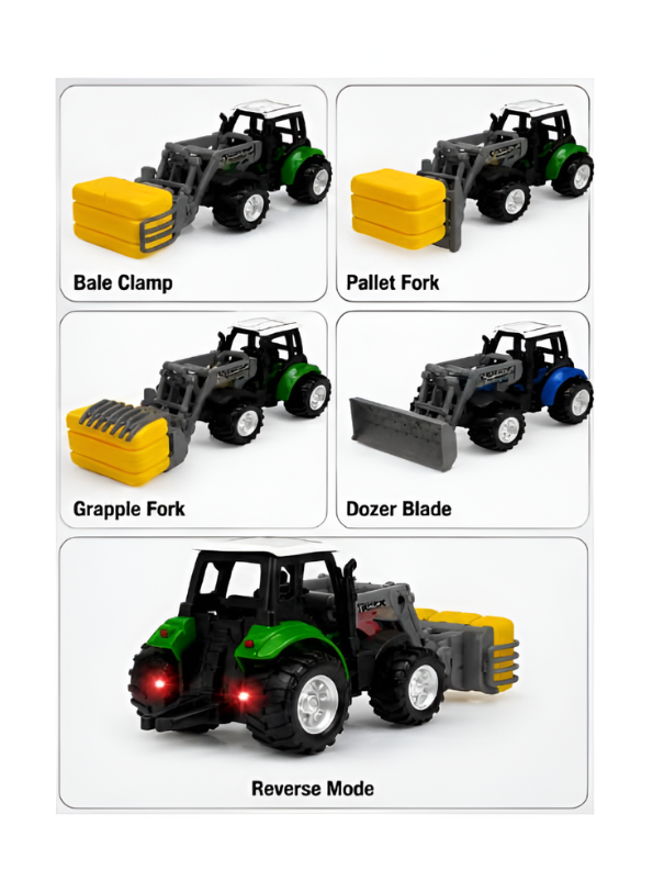 1:64 Scale Mini RC Tractor Toy with Acrylic Display Case Pallet Fork MD578.