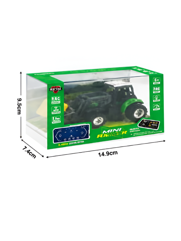 1:64 Scale Mini RC Tractor Toy with Acrylic Display Case Pallet Fork MD578.