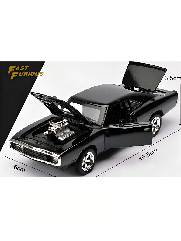 Mustang Dodge Charger Fast And Furious Metal Model Diecast Car - Black Big Size Scale 1:24 - Toyloft