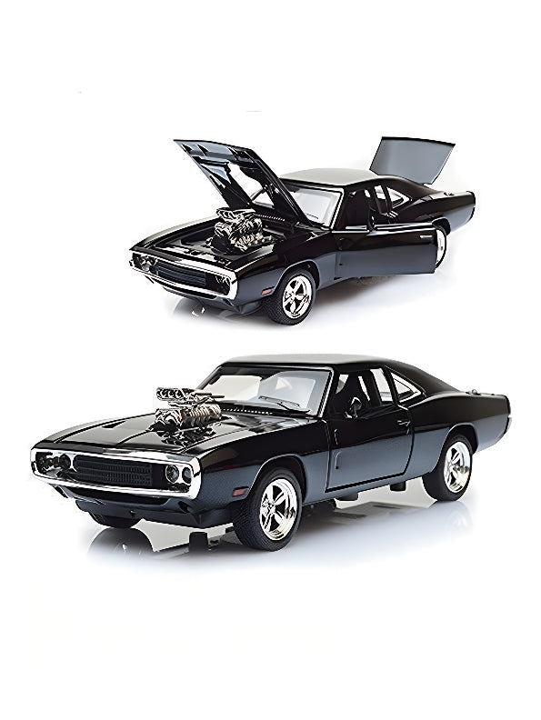 Mustang Dodge Charger Fast And Furious Metal Model Diecast Car - Black Big Size Scale 1:24 - Toyloft