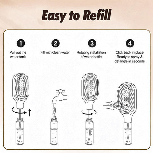 2 in 1 Hair Brush with Mist Spray