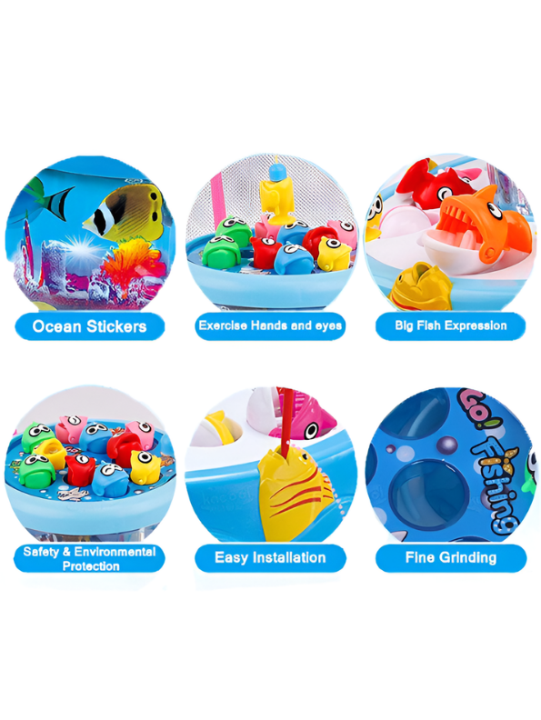2-in-1 Rotating Ocean Fishing Pond Toy with Music, Glowing Lights & 4 Fishing Rods for Kids MD488