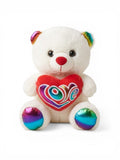 21 cm Plush Teddy Bear with Rainbow Metallic Accents & Red “Love” Heart White ST16173.