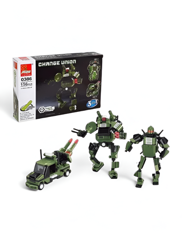 3-in-1 CHANGE UNION Building Block Set - 156 PCS Military Robot & Vehicle Building Block Set - Transforming STEM Toy TV5008