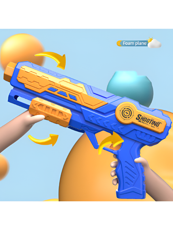 3-in-1 Foam Airplane Launcher Gun with Foam Darts and Foam Ball – Catapult Aircraft Toy Gun for Kids TV7348
