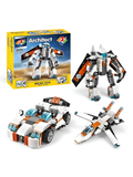3-in-1 Future Flyers Building Block Set - 237 PCS ARCHITECT Robot, Jet, & Car Building Block Set - STEM Transformer Toy TV875