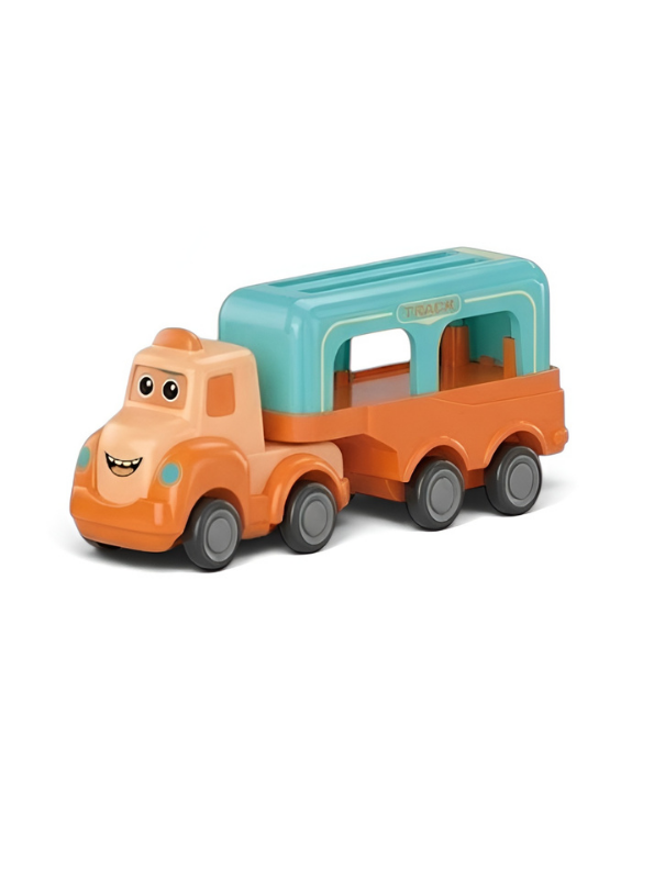 3-Piece Mini Cartoon Hauler Truck Set – Toddler Push-and-Go Vehicle Carrier Toys MD698