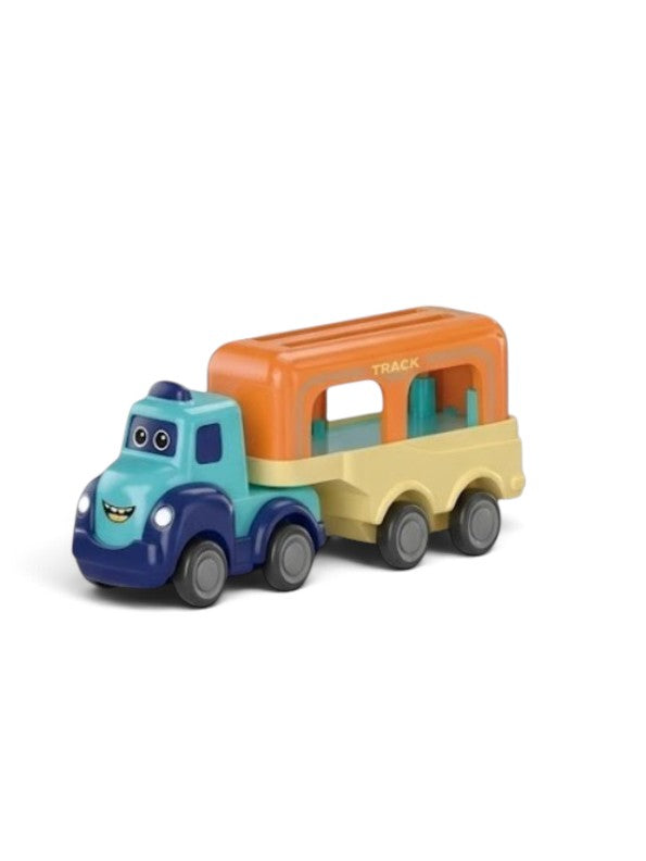 3-Piece Mini Cartoon Hauler Truck Set – Toddler Push-and-Go Vehicle Carrier Toys MD698