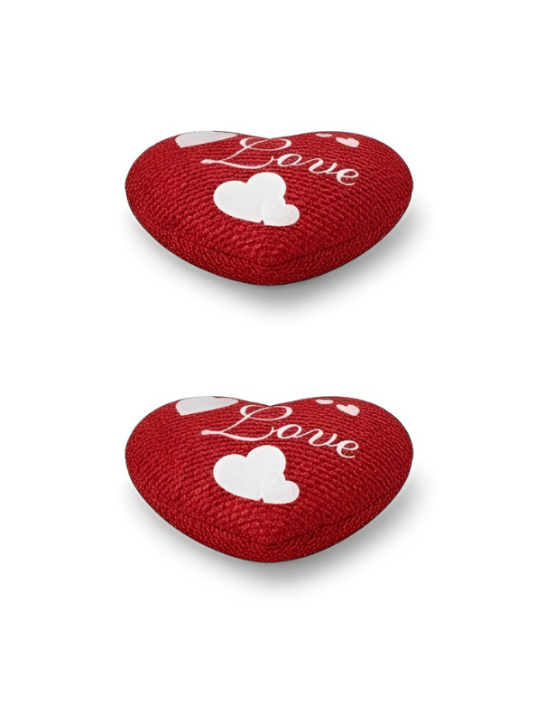 30cm Red Heart-Shaped Decorative Pillow - Soft Plush "Love" Cushion with Embroidered Hearts ST16415.