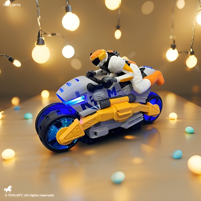 360 Degree Rotating Futuristic Stunt Bike Toy For Kids - Light & Sound - Durable TV4753
