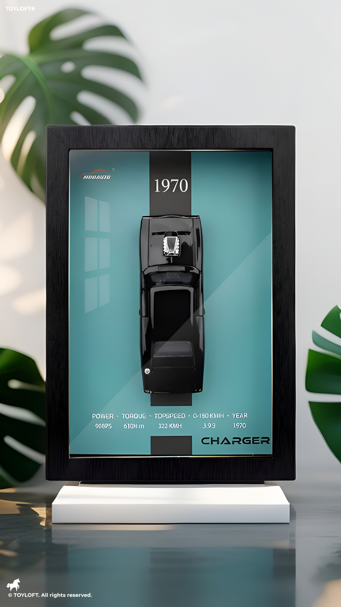 3D Framed 1970 Dodge Charger Diecast Model 1:32 Scale in Premium Frame LMI16717.