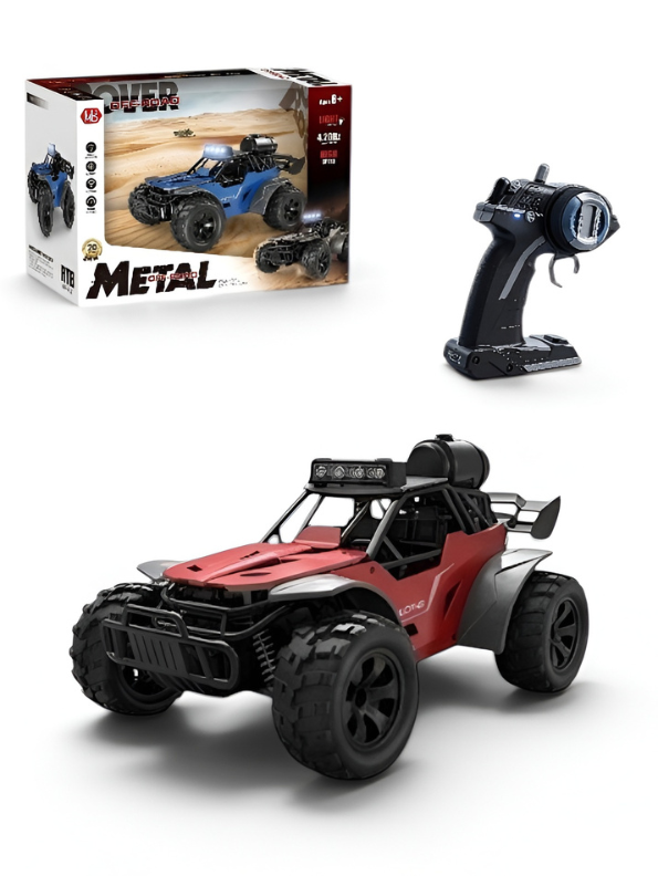 4-Wheel Drive High-Speed RC Desert Buggy Toy Car with LED Headlights & Pistol Grip Remote Controller (Red) LMI16727