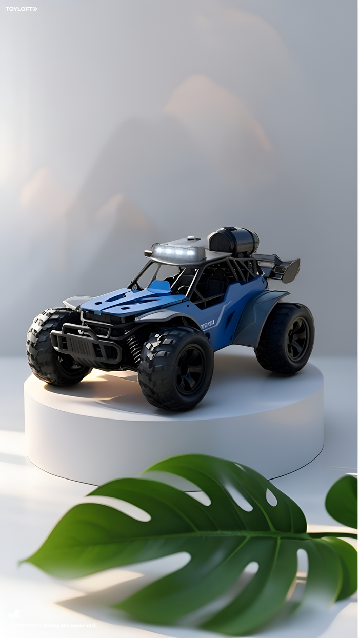 4-Wheel Drive High-Speed RC Desert Buggy Toy Car with LED Headlights & Pistol Grip Remote Controller LMI16727
