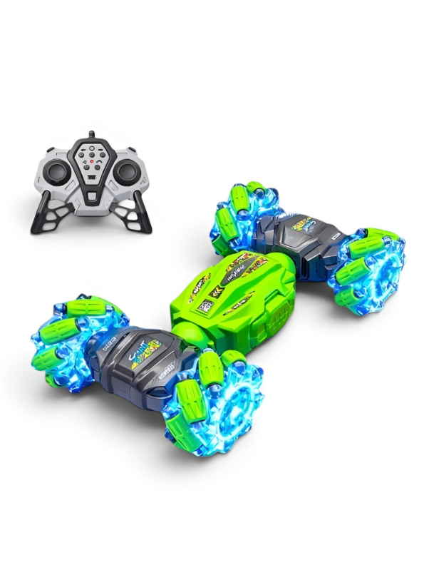 4WD RC Twisting Stunt Car – Dual-Control (Hand Gesture & Remote) Toy Vehicle with Light-Up Mecanum Wheels & Music LMI14635