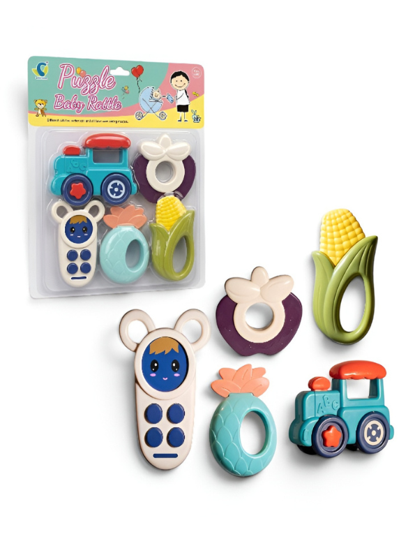5-Piece Baby Rattle and Teether Toy Set – Educational Infant Sensory Toys for Newborns, Toddlers TV5882
