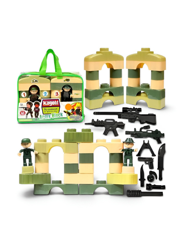 50 PCS Army Block Building Toys Set with Soldier Figures & Storage Bag LMI8432.