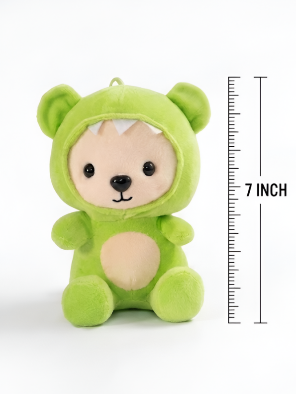 7-Inch Green Bear Stuffed Animal Plush Toy with Dinosaur Hood ST14739