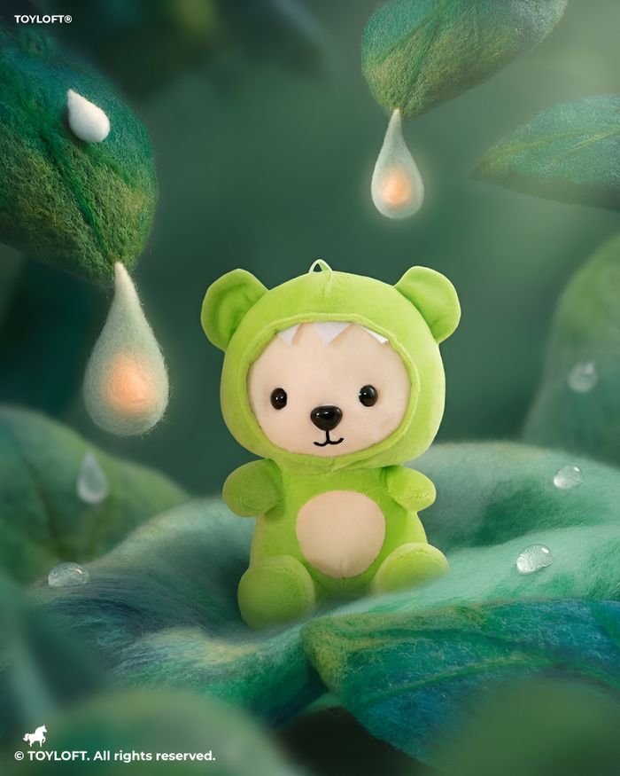 7-Inch Green Bear Stuffed Animal Plush Toy with Dinosaur Hood ST14739
