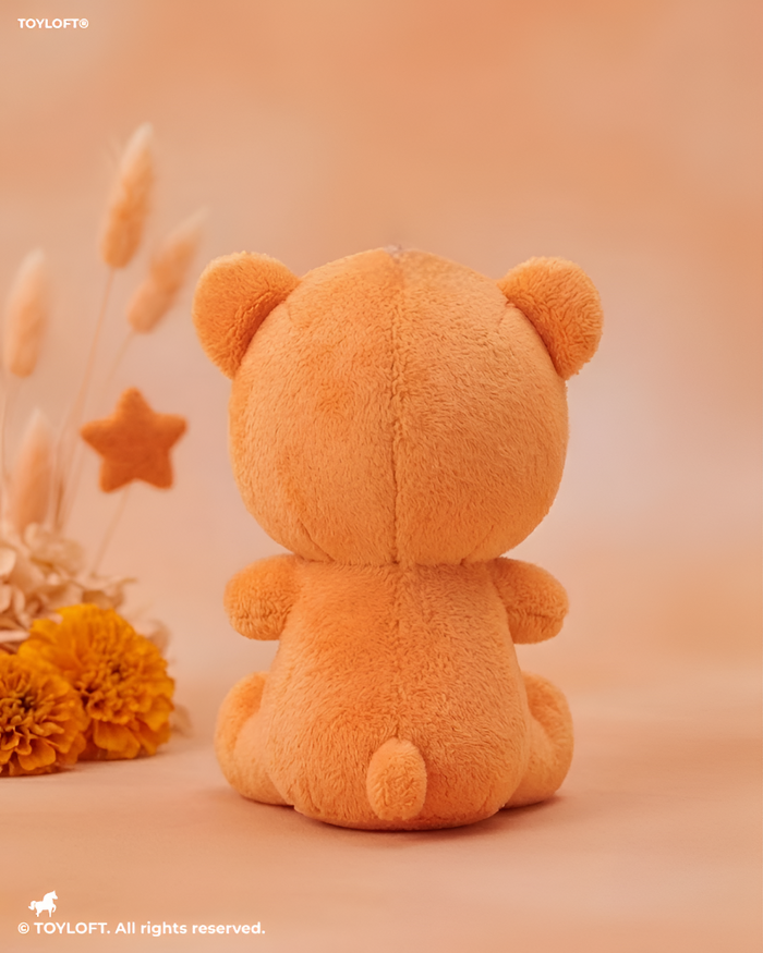 7-Inch Orange Bear Stuffed Animal Plush Toy with Dinosaur Hood ST14739