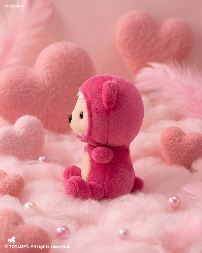 7-Inch Pink Bear Stuffed Animal Plush Toy with Dinosaur Hood ST14739