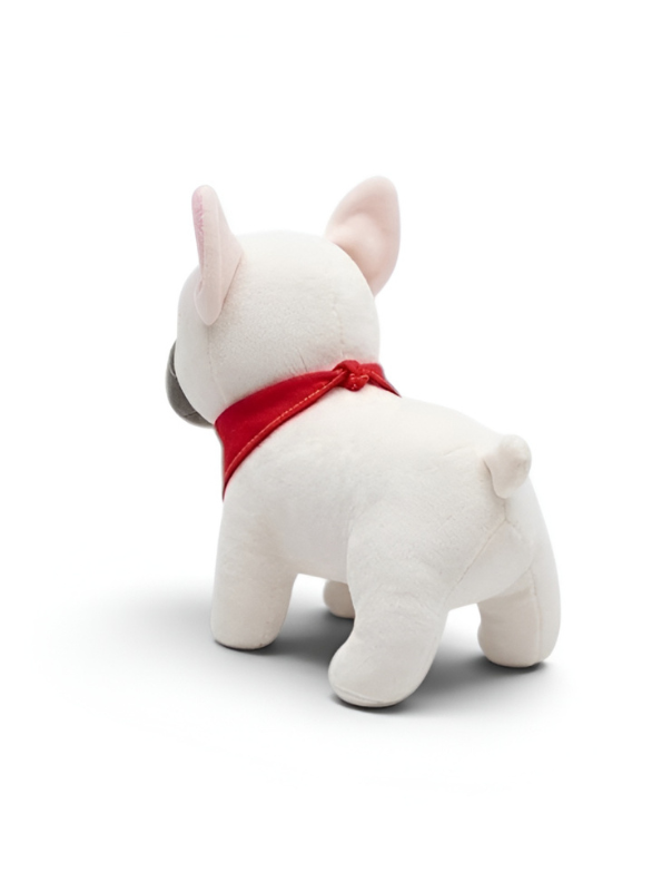 8-Inch Soft White French Bulldog Plush Toy with Red Dog Bandana ST16510.