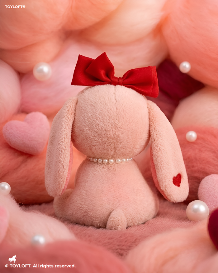 Adorable 10-Inch Plush Bunny with Pearl Necklace & Red Bow | Premium Soft Stuffed Toy ST15457