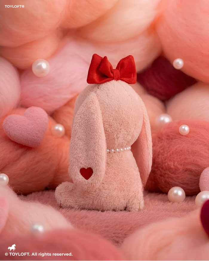 Adorable 10-Inch Plush Bunny with Pearl Necklace & Red Bow | Premium Soft Stuffed Toy ST15457