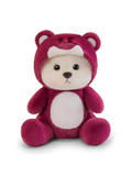 Adorable 10-Inch Stuffed Bear Plush with Burgundy Hood High-Quality Soft Toy ST14859