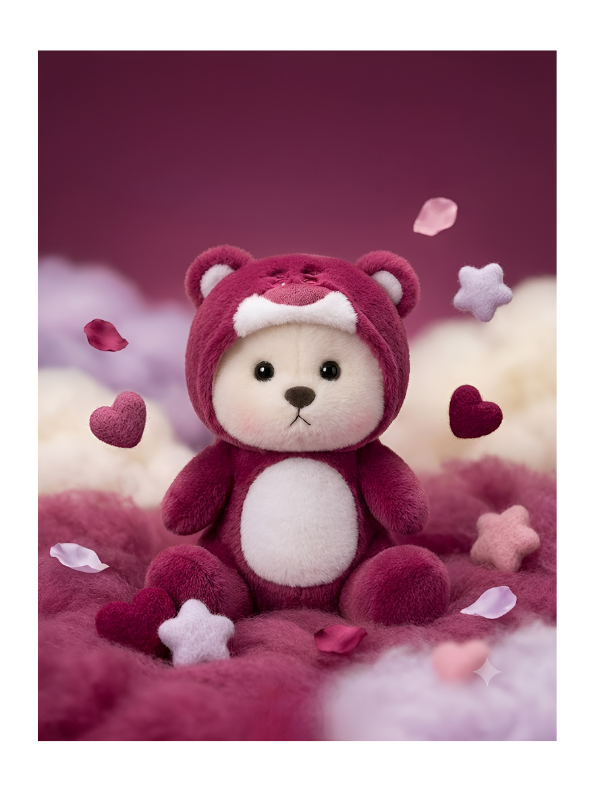 Adorable 10-Inch Stuffed Bear Plush with Burgundy Hood High-Quality Soft Toy ST14859