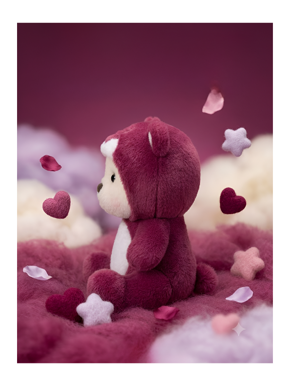 Adorable 10-Inch Stuffed Bear Plush with Burgundy Hood High-Quality Soft Toy ST14859