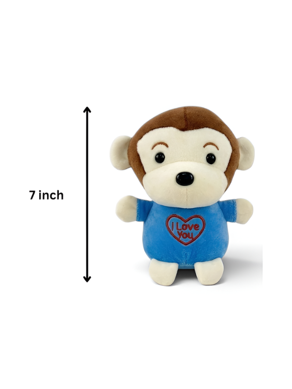 Adorable 7-Inch Plush Blue Monkey Soft Toy with 'I Love You' Heart Embroidery ST14585.