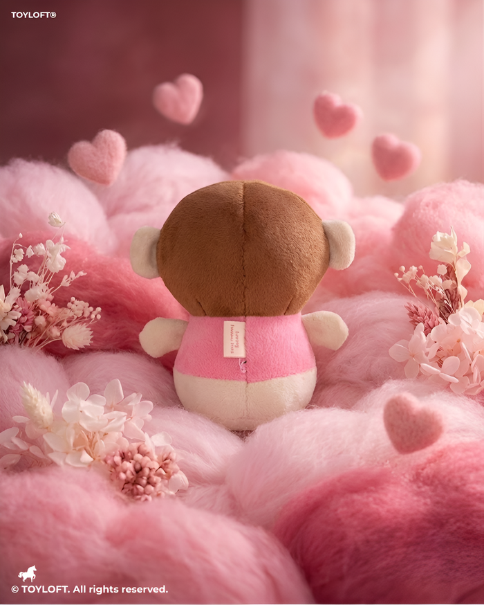 Adorable 7-Inch Plush Pink Monkey Soft Toy with 'I Love You' Heart Embroidery ST14585.