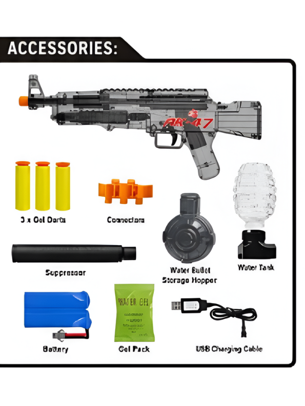 AK-47 3-in-1 Electric Soft Dart & Water Bead Toy Set LMI16865