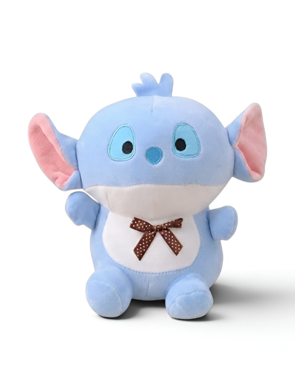 Alien Plush Toy with Brown Polka Dot Bow - 7-Inch Cute Blue Soft Stuffed Character Doll for Kids ST11448