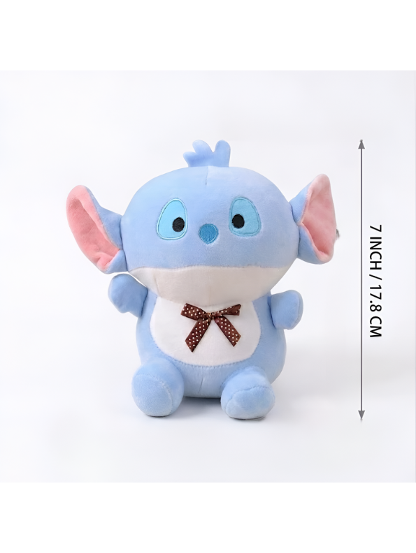 Alien Plush Toy with Brown Polka Dot Bow - 7-Inch Cute Blue Soft Stuffed Character Doll for Kids ST11448